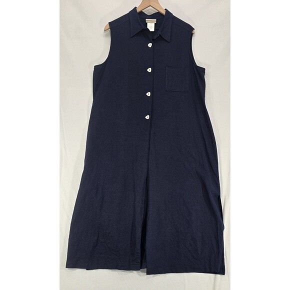 Coldwater Creek Womens 2-Piece Set Linen Tunic Top Crop Pants Blue Lagenlook XL - Picture 2 of 16